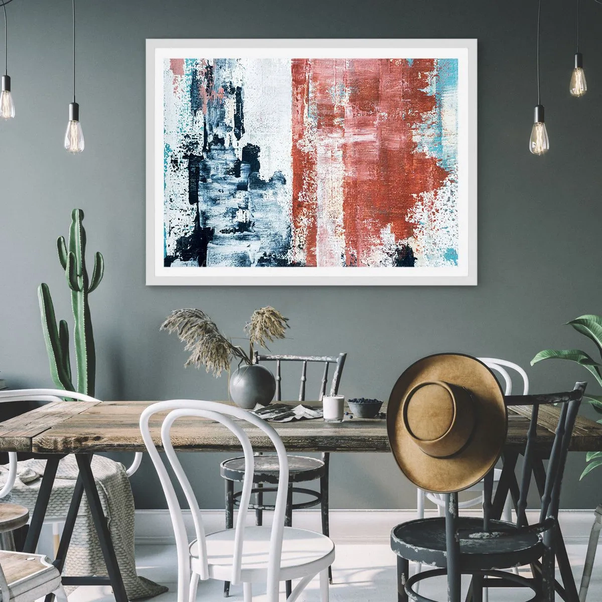Poster in cornice bianca - Astratto in due metà - 91x61 cm