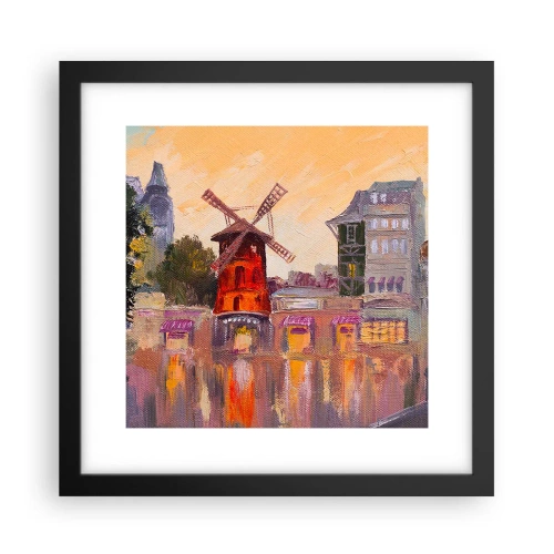 Poster in cornice nera - Le icone di Parigi: il Moulin Rouge - 30x30 cm