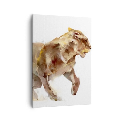 Quadro su tela - Stampe su Tela - Una leonessa che corre in un'interpretazione artistica - 50x70cm - Grazia selvatica - Decorazione murale moderna per soggiorno e camera da letto ARTTOR
