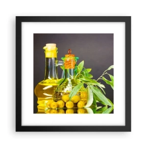 Poster in cornice nera - Natura morta con olive e olio - 30x30 cm