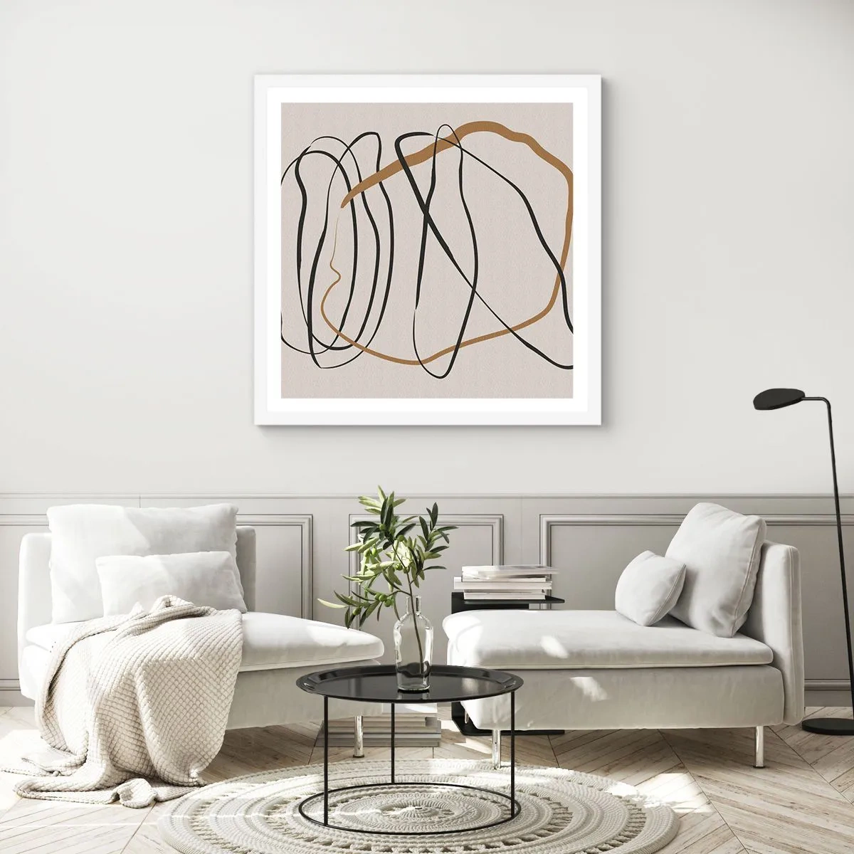 Poster in cornice bianca - Composizione: danza intricata - 30x30 cm