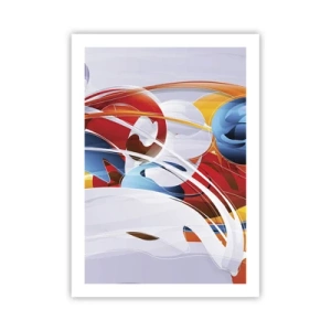 Poster - Astrazione colorata con forme dinamiche - 50x70cm - La danza degli elementi - Decorazione murale moderna per soggiorno e camera da letto ARTTOR