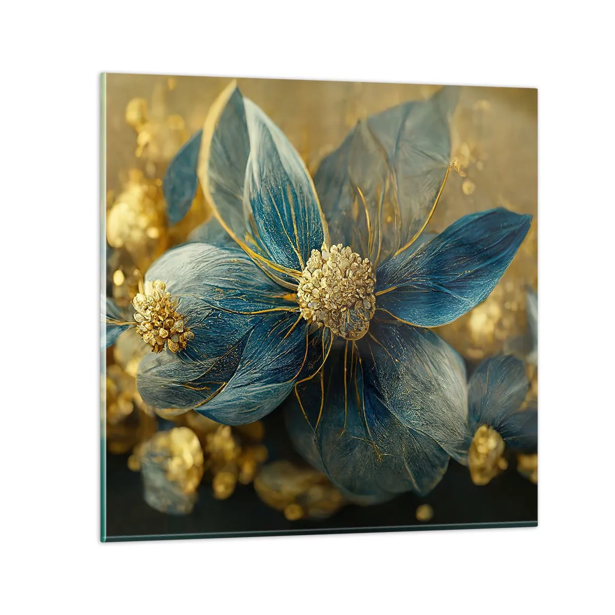 Quadro su vetro - Fiorire d'oro - 30x30 cm