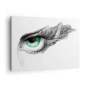 Quadro su tela - Stampe su Tela - Occhio artistico con iride verde e dettagli disegnati - 70x50cm - Bella e pronta all'attacco - Decorazione murale moderna per soggiorno e camera da letto ARTTOR
