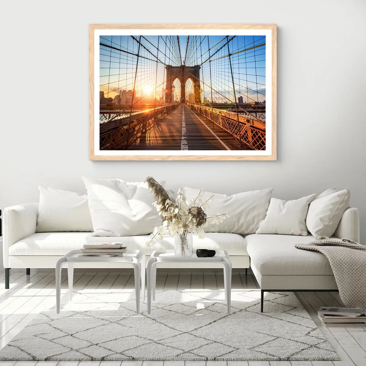 Poster in cornice rovere chiaro - Sul ponte d'oro - 91x61 cm