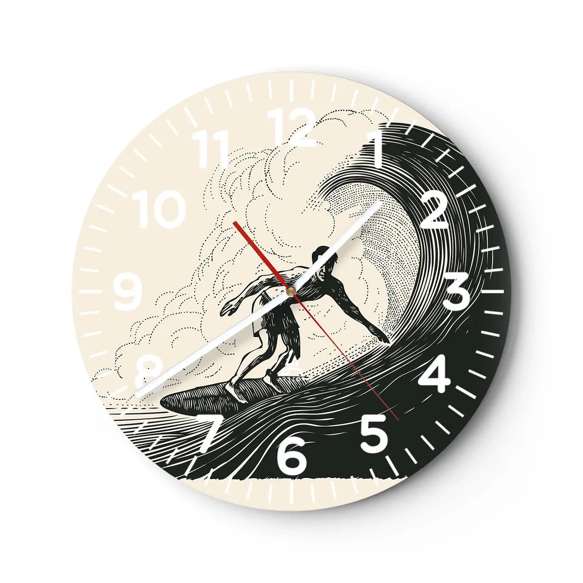 Orologio da parete - Orologio in Vetro - Il re delle onde - 40x40 cm