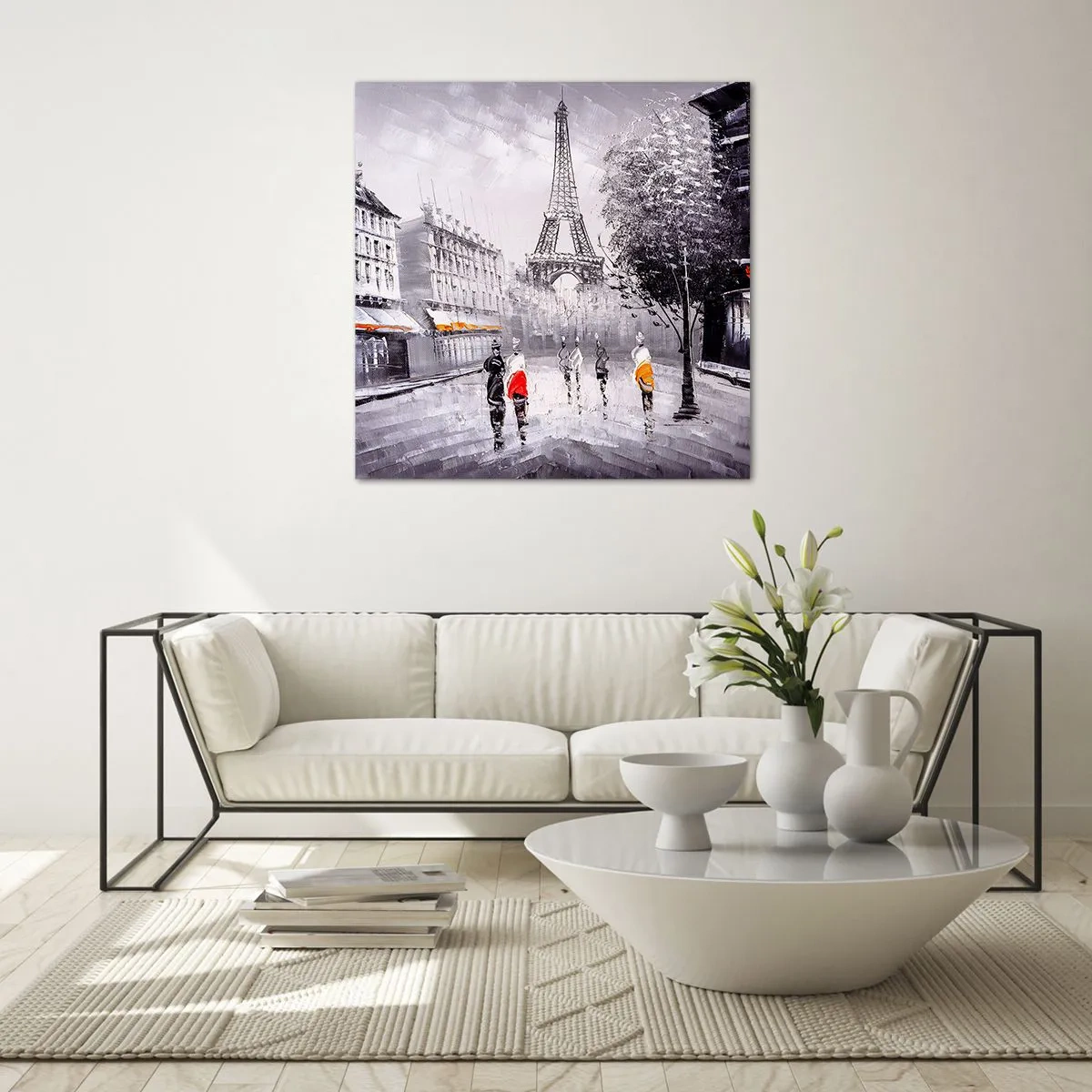 Quadro su vetro - Passeggiata a Parigi - 30x30 cm