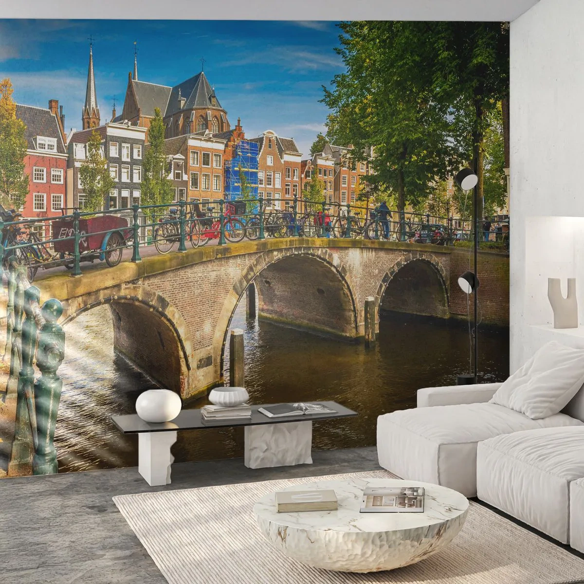 Fotomurali Autoadesivo Deluxe Sticker - La primavera sul canale - Città, Amsterdam, Architettura - 250x175 cm