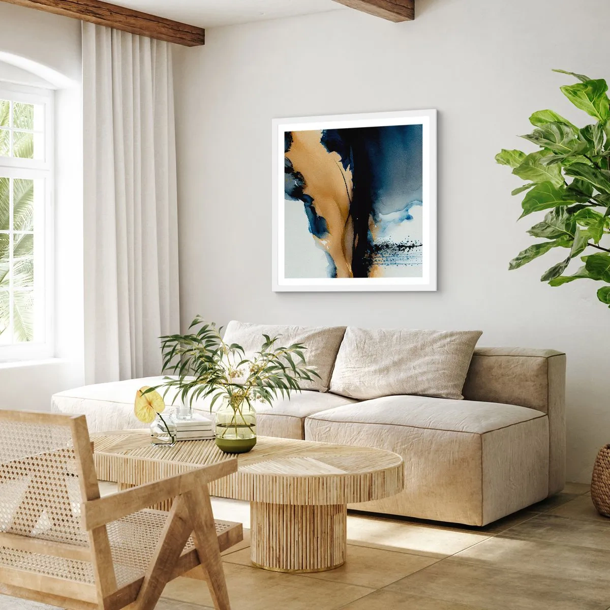 Poster in cornice bianca - Dietro la cortina - 50x50 cm