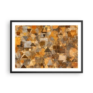 Poster in cornice nera - Motivi geometrici astratti nelle tonalità dell'oro - 70x50cm - Il mondo compreso nella forma - Decorazione murale moderna per soggiorno e camera da letto ARTTOR