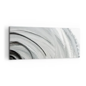 Quadro su tela - Stampe su Tela - Un vortice monocromatico nelle tonalità del grigio e del nero - 120x50cm - Composizione orbitale - Decorazione murale moderna per soggiorno e camera da letto ARTTOR