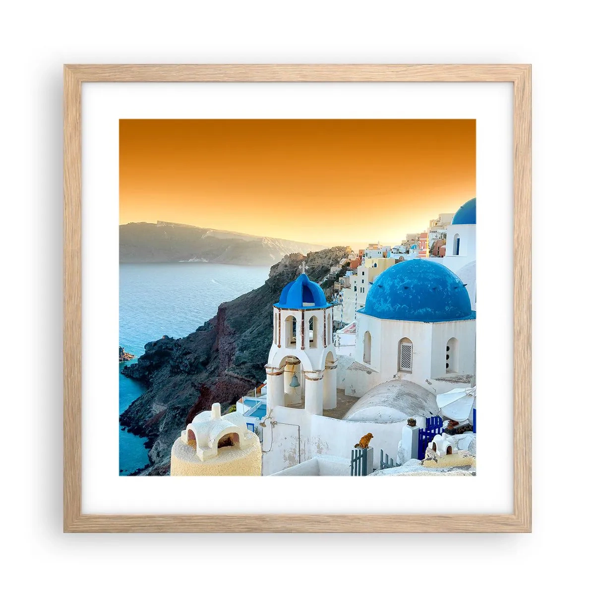 Poster in cornice rovere chiaro - Santorini: aggrappate alle rocce - 40x40 cm