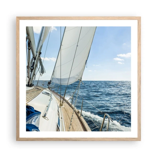 Poster in cornice rovere chiaro - Benvenuta avventura - 60x60 cm