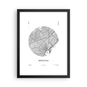 Poster in cornice nera - Anatomia di Barcellona - 30x40 cm