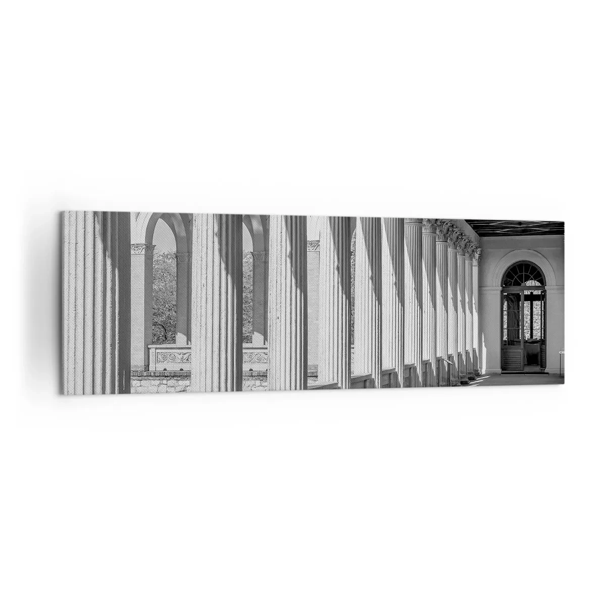 Quadro su tela - Stampe su Tela - Colonnato in stile classico in bianco e nero - 160x50cm - Portico soleggiato - Decorazione murale moderna per soggiorno e camera da letto ARTTOR