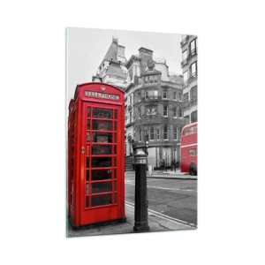 Quadro su vetro - Cabina telefonica rossa e autobus a Londra - 50x70cm - Il più rosso d'Europa - Decorazione murale moderna per soggiorno e camera da letto ARTTOR
