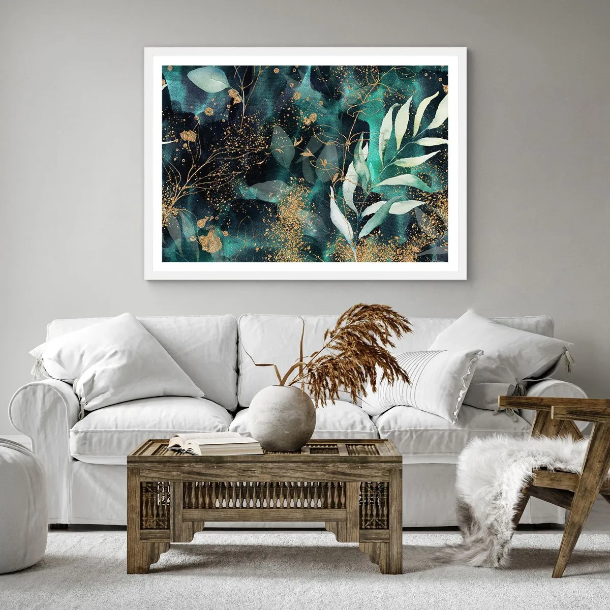 Poster in cornice bianca - Il giardino incantato - 40x40 cm
