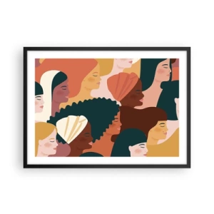 Poster in cornice nera - Profili colorati di donne in vari stili - 70x50cm - Solo femminilità - Decorazione murale moderna per soggiorno e camera da letto ARTTOR