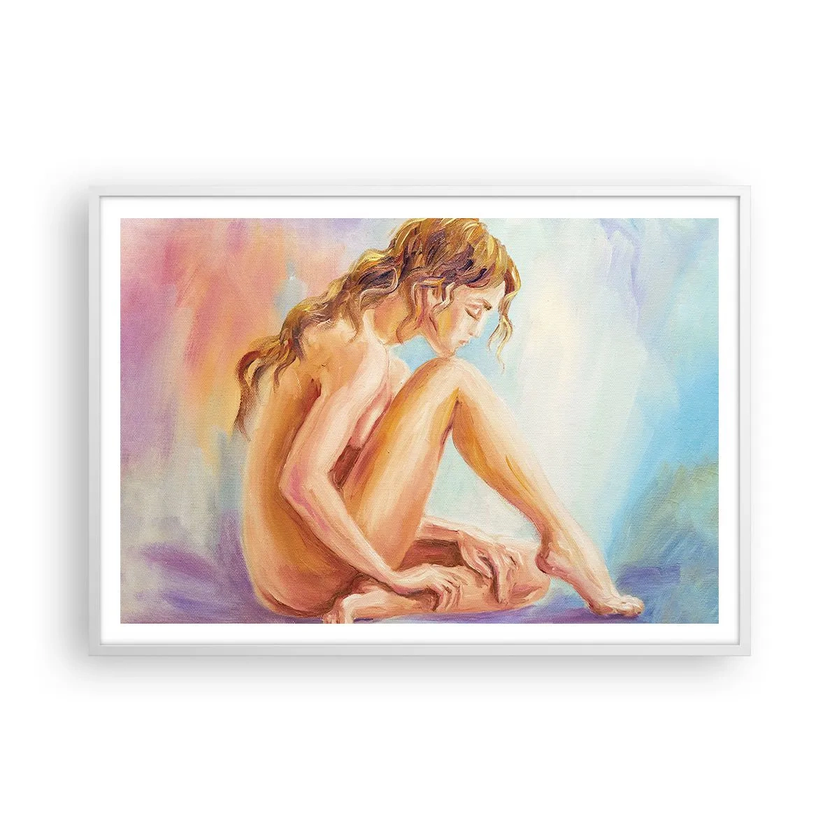Poster in cornice bianca - Nudo di giovane - 100x70 cm