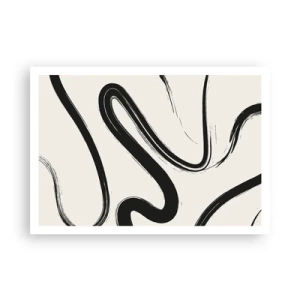 Poster - Linee curve in bianco e nero su uno sfondo chiaro - 100x70cm - Capriccio bianco e nero - Decorazione murale moderna per soggiorno e camera da letto ARTTOR