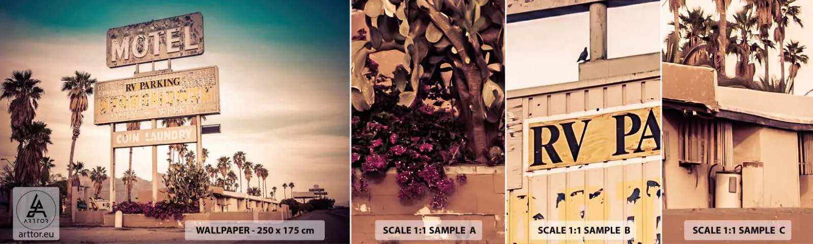 Campione di Fotomurale Adesivo Deluxe Sticker - Qui il tempo si è fermato - Paesaggio, Architettura, Stati Uniti d'America - 100x30 cm