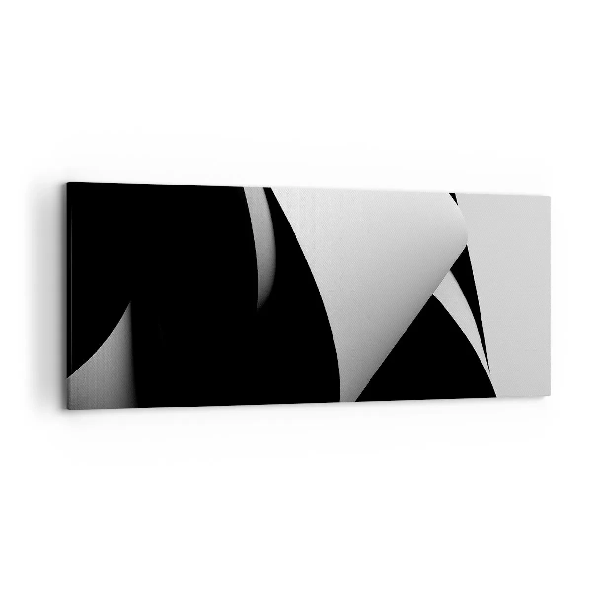 Quadro su tela - Stampe su Tela - Forme astratte in bianco e nero con contrasti sorprendenti - 120x50cm - Piani di luce dalle profondità dell'ombra - Decorazione murale moderna per soggiorno e camera da letto ARTTOR
