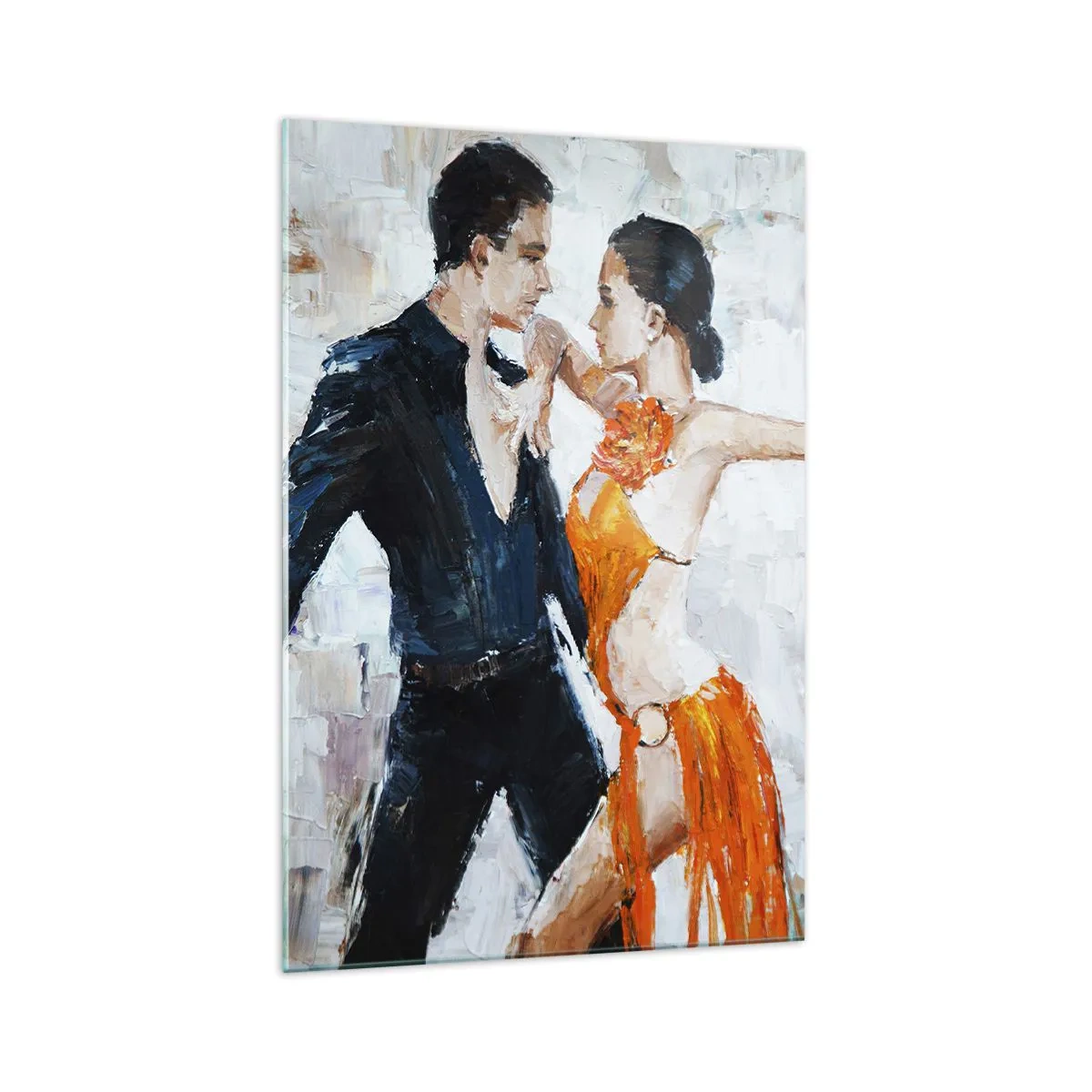 Quadro su vetro - Una coppia dinamica che balla in stile latino-americano. - 70x100cm - Dirty dancing - Decorazione murale moderna per soggiorno e camera da letto ARTTOR