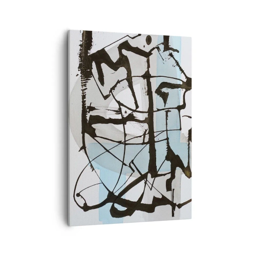Quadro su tela - Stampe su Tela - Linee e forme astratte in blu e nero - 50x70cm - Blu nonostante tutto - Decorazione murale moderna per soggiorno e camera da letto ARTTOR