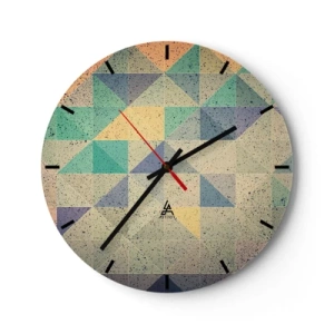 Orologio da parete - Orologio in Vetro - Motivo geometrico in colori pastello - 30x30cm - La repubblica dei triangoli - Decorazione murale moderna per soggiorno, cucina e camera da letto ARTTOR