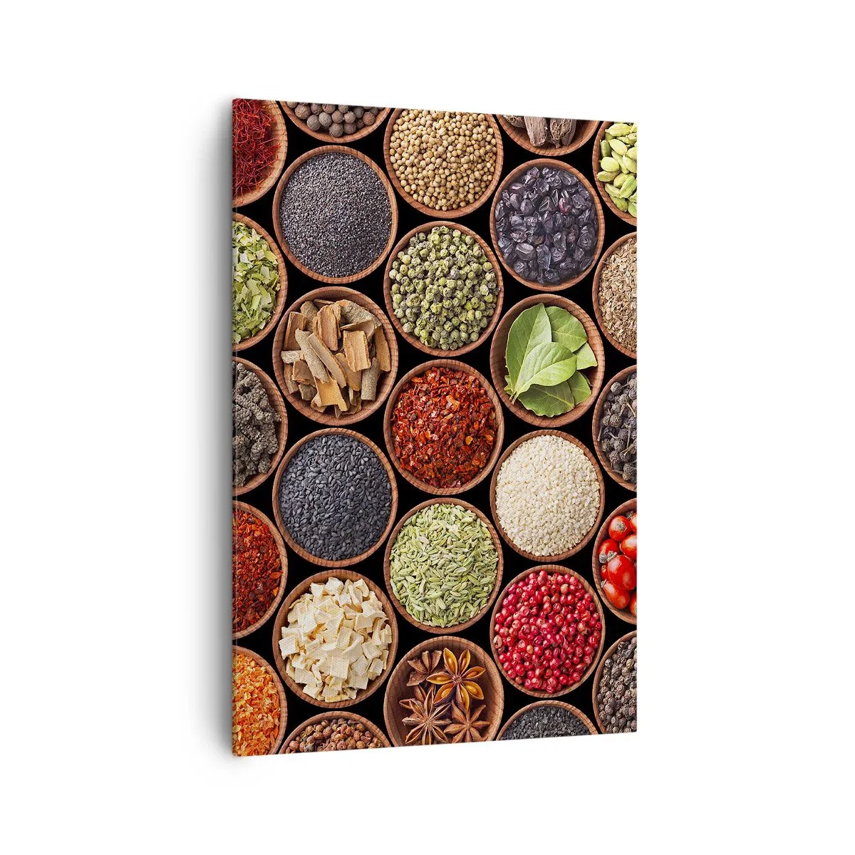 Quadro su tela - Stampe su Tela - Spezie colorate in contenitori rotondi - 70x100cm - Tutti i gusti del mondo - Decorazione murale moderna per soggiorno e camera da letto ARTTOR