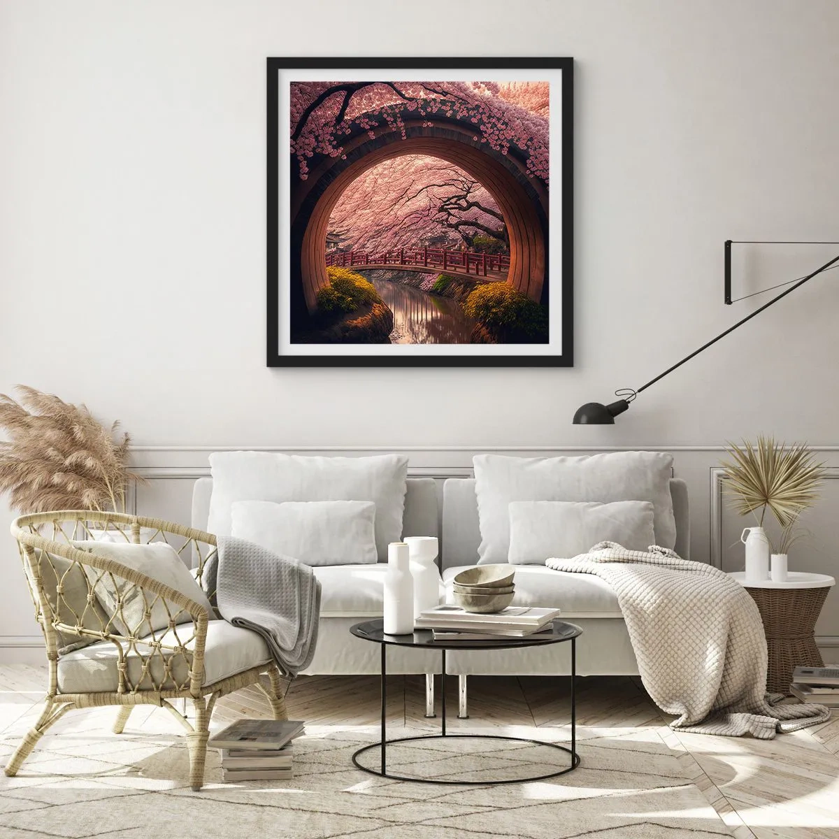 Poster in cornice nera - Primavera giapponese - 30x30 cm