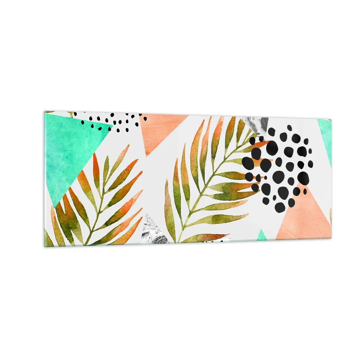 Quadro su vetro - Decorazione con foglie di palma - 100x40 cm