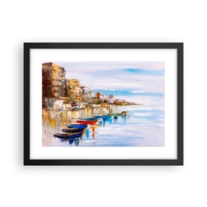 Poster in cornice nera - Molo cittadino multicolore - 40x30 cm