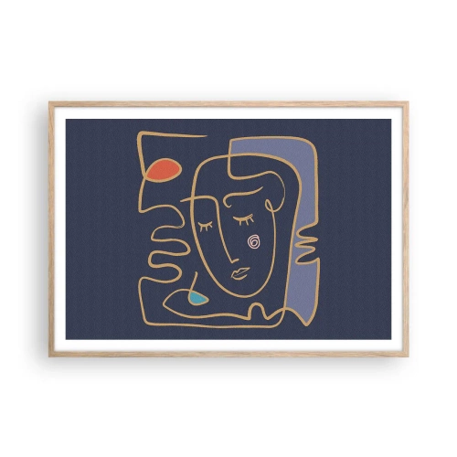 Poster in cornice rovere chiaro - Pensierosa - 100x70 cm