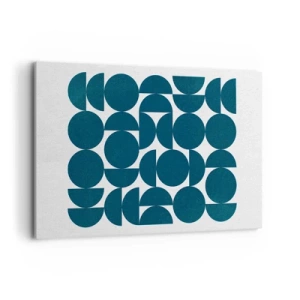 Quadro su tela - Stampe su Tela - Forme geometriche nei toni del blu navy su sfondo bianco - 120x80cm - Cerchi e semicerchi - Decorazione murale moderna per soggiorno e camera da letto ARTTOR