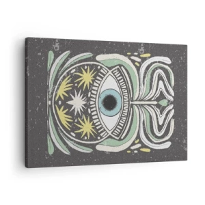 Quadro su tela - Stampe su Tela - Un occhio simbolico circondato da motivi astratti - 70x50cm - Rituali tribali - Decorazione murale moderna per soggiorno e camera da letto ARTTOR