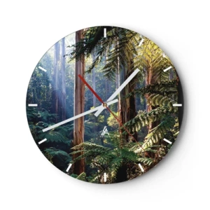 Orologio da parete - Orologio in Vetro - Foresta pluviale tropicale con alberi ad alto fusto e felci - 30x30cm - La favola del bosco - Decorazione murale moderna per soggiorno, cucina e camera da letto ARTTOR