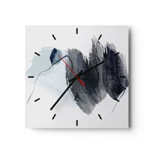 Orologio da parete - Orologio in Vetro - Composizione astratta nei toni del grigio e del blu - 30x30cm - Intensità e movimento - Decorazione murale moderna per soggiorno e camera da letto ARTTOR