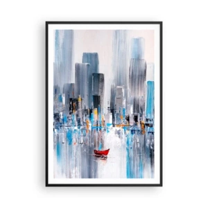 Poster in cornice nera - La metropoli sopra al golfo - 70x100 cm