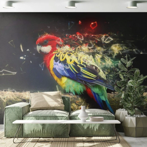 Fotomurali Premium Canvas - Messaggero di luce - Astrazione, Pappagallo, Uccello - 350x256 cm