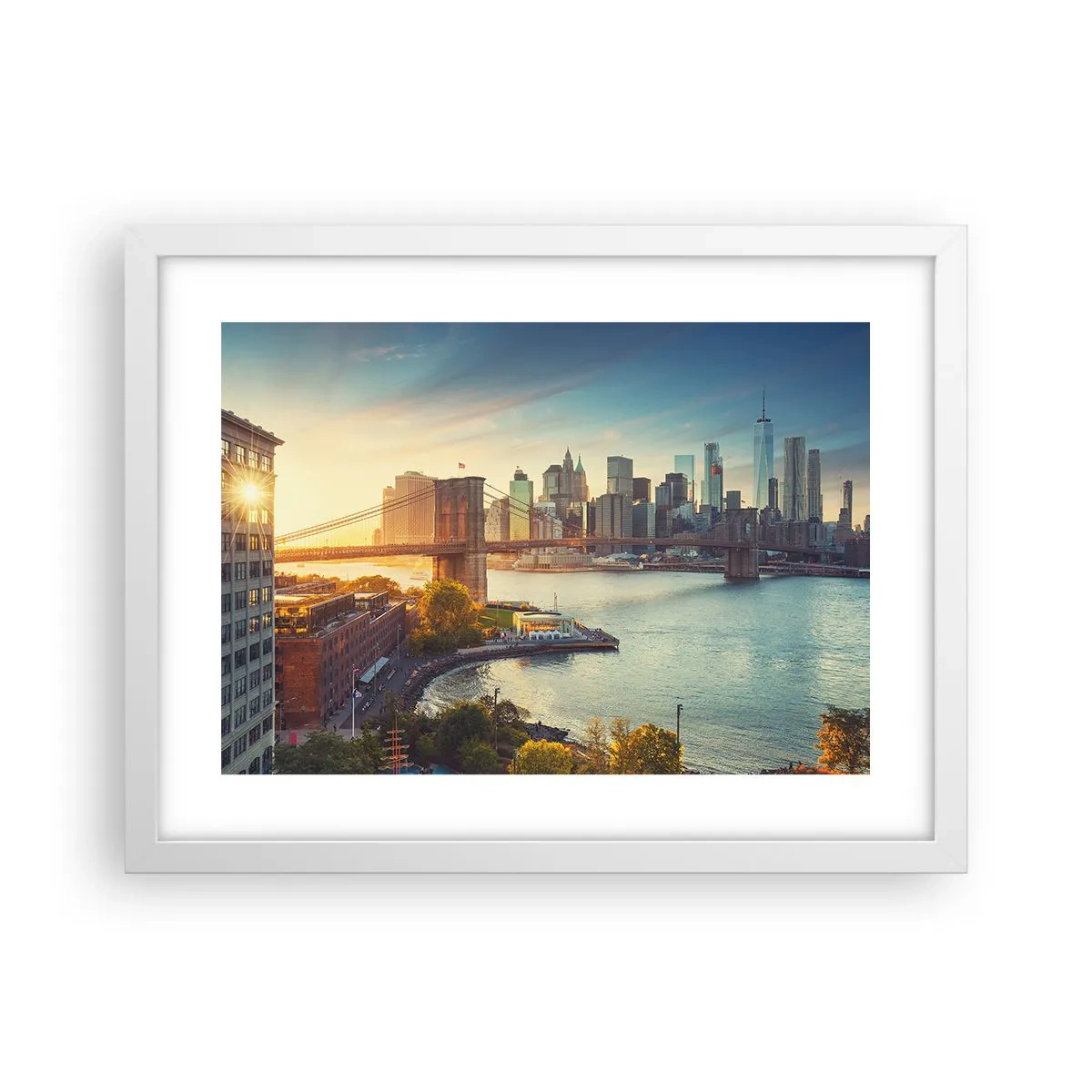 Poster in cornice bianca - L'alba nella grande città - 40x30 cm