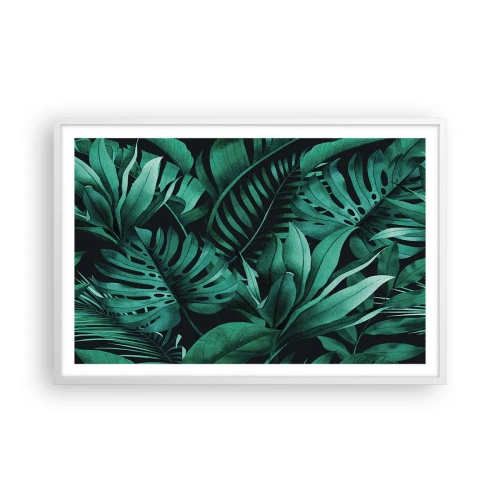 Poster in cornice bianca - Dal profondo del verde tropicale - 91x61 cm