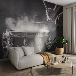 Fotomurali Premium Sand - Il polso della musica - Musica, Uno strumento musicale, Tamburo - 500x350 cm