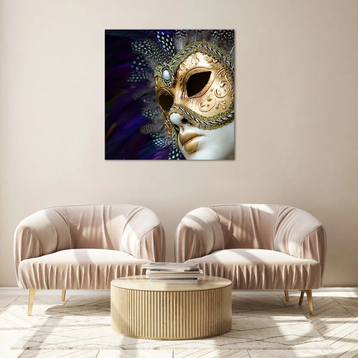 Quadro su vetro - Ritratto di Venezia in oro - 40x40 cm