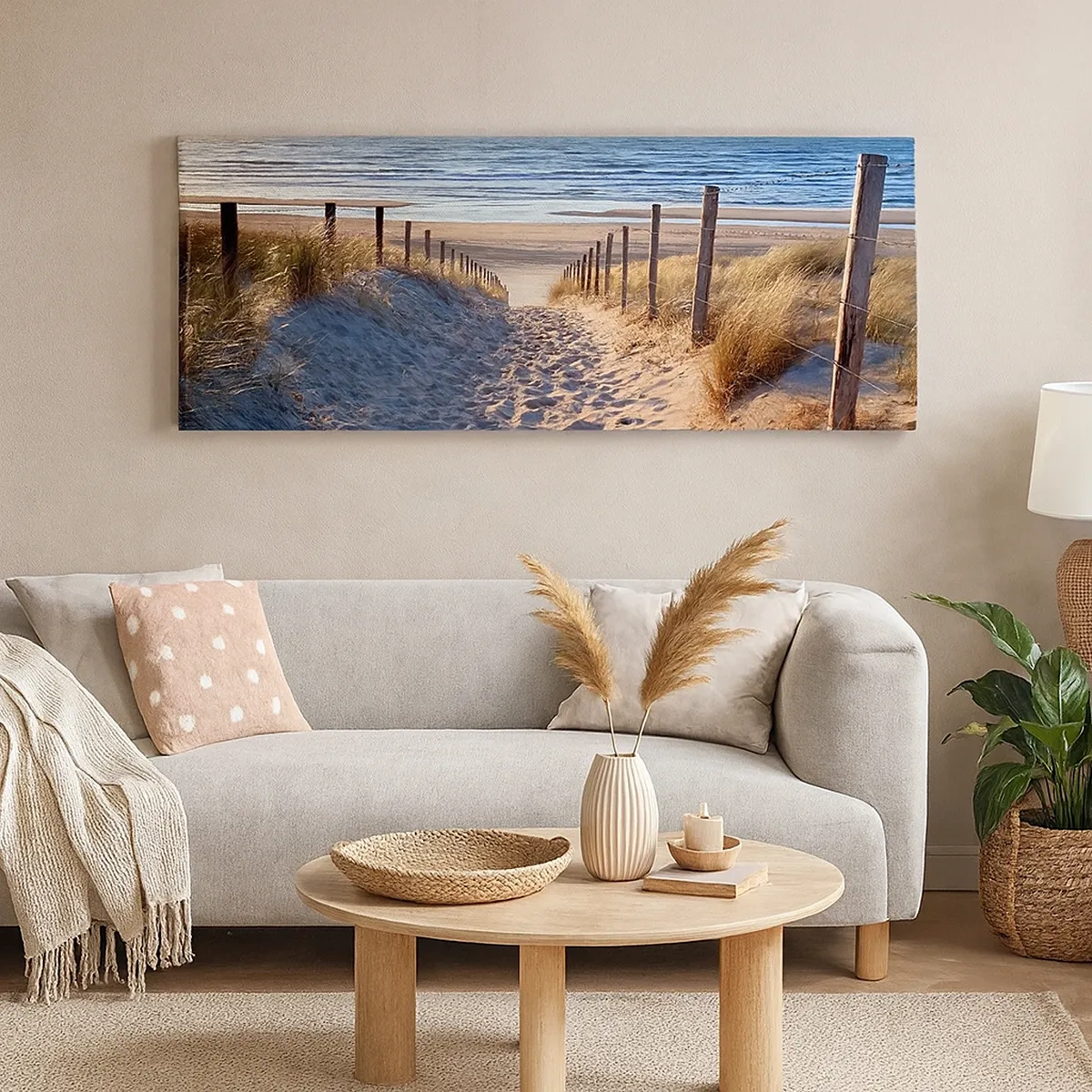 Quadro su tela - Stampe su Tela - Rumore del mare, uccelli che cantano, spiaggia selvatica tra i cespugli... - 30x30 cm