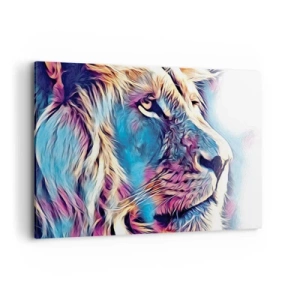 Quadro su tela - Stampe su Tela - Ritratto di un leone dai colori vivaci e astratti - 120x80cm - La saggezza della natura - Decorazione murale moderna per soggiorno e camera da letto ARTTOR