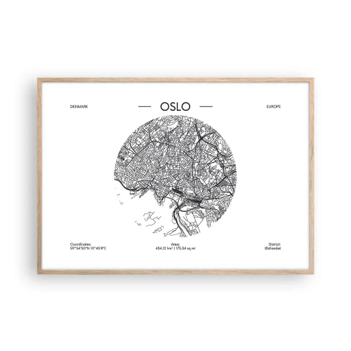 Poster in cornice rovere chiaro - Anatomia di Oslo - 100x70 cm