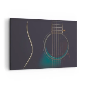 Quadro su tela - Stampe su Tela - Chitarra acustica in una luce scura ed elegante - 120x80cm - L'attimo prima del suono - Decorazione murale moderna per soggiorno e camera da letto ARTTOR