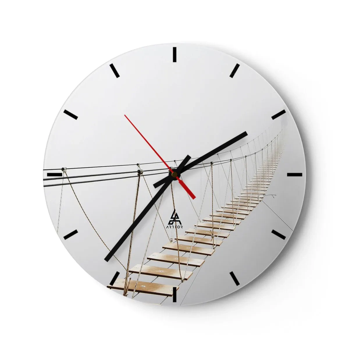 Orologio da parete - Orologio in Vetro - Donna in abito nero seduta sul balcone in bianco e nero - 30x30cm - Dove ti porta? - Decorazione murale moderna per soggiorno, cucina e camera da letto ARTTOR