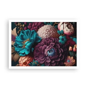 Poster - Un mazzo di fiori dai colori intensi su uno sfondo scuro - 100x70cm - Ricchezza della natura - Decorazione murale moderna per soggiorno e camera da letto ARTTOR